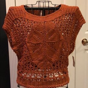 Free People orange short sleeve sweater NWT